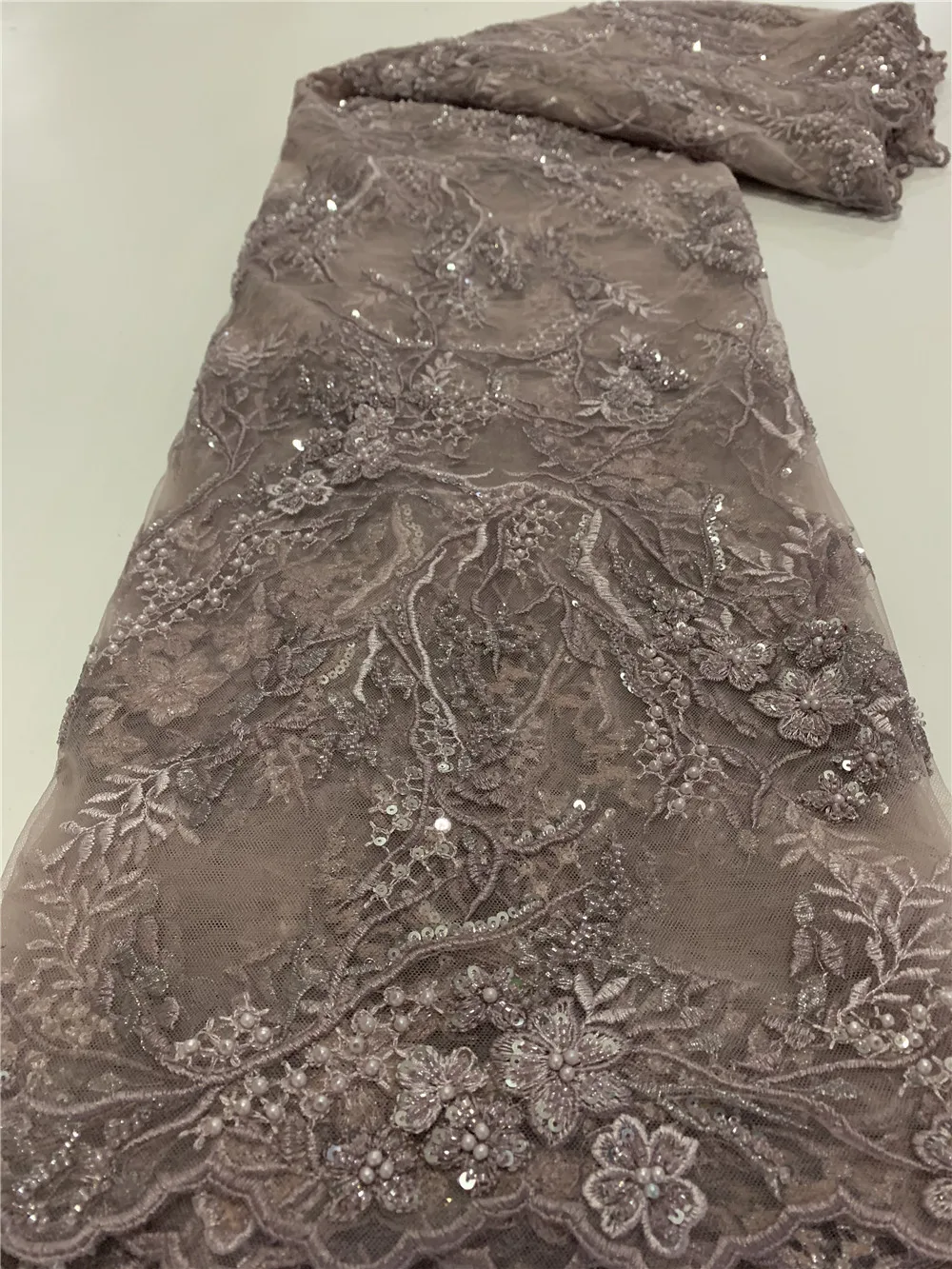 

Роскошное Свадебное платье с тяжелыми бусинами и блестками, кружевная ткань 2021, Высококачественная французская Тюлевая кружевная ткань с вышивкой, 5 ярдов/шт., FJ