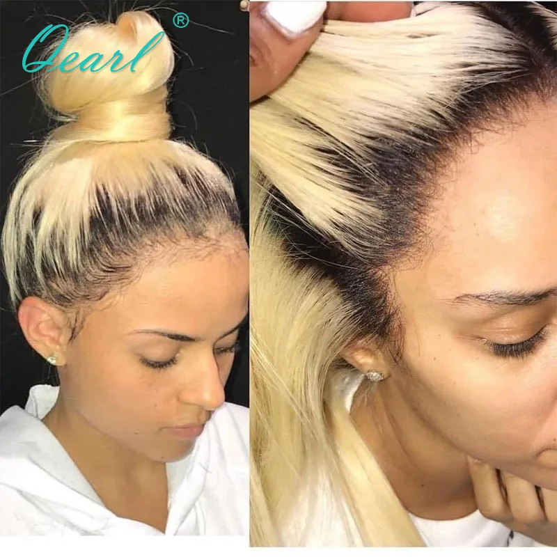 

Human Hair Lace Front Wigs For Women Ombre 1b/613 Blonde 13x4/13x6 Straight PrePlucked Natural Hairline Remy Hair 150% Qearl