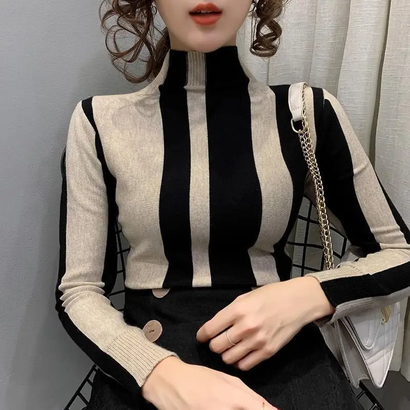 

Half-turtleneck sweater slim undershirt 2020 Autumn and winter atmosphere loose student matching color long-sleeved sweater