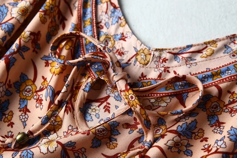 Женское винтажное платье без рукавов розовое пляжное с цветочным принтом