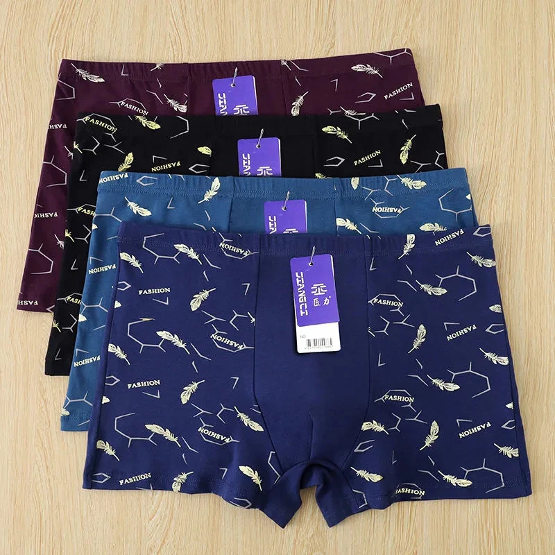 4Pcs/Lot Cotton Men's Boxer Underwear Men's Boxer Pants Youth Sports Comfortable Breathable Shorts Underwear