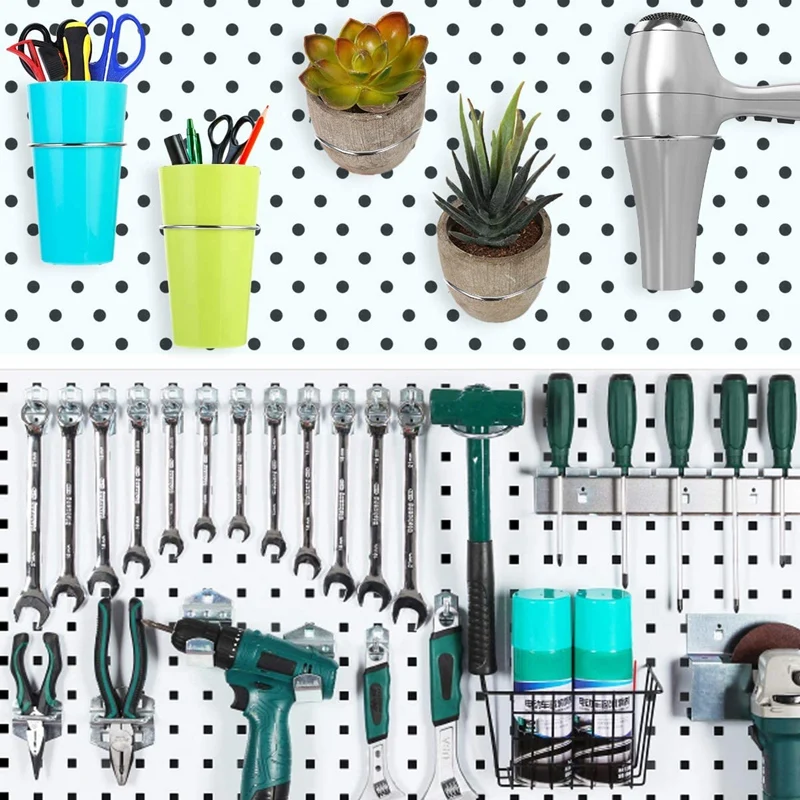 

4 Set Pegboard Bins with Rings,Ring Style Pegboard Accessories Hooks and Cups Holder Organizing Red, Purple, Green, Blue