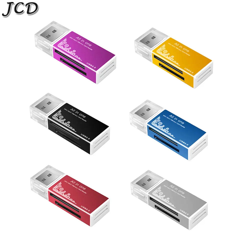 Купи JCD 1pcs All In One Card Reader Multi In 1 Card Reader SD/SDHC MMC/RS MMC TF/MicroSD MS/MS PRO/MS DUO M2 Card Reade за 61 рублей в магазине AliExpress