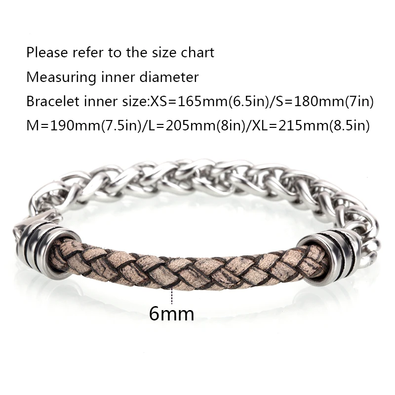 Мужской браслет Mcllroy из кожи и нержавеющей стали с цепочкой украшения браслеты в