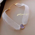 Женское кружевное ожерелье, корейское Новое дизайнерское Ювелирное Украшение, короткая цепочка на шею, элегантное прозрачное ожерелье в летнем стиле, 2020