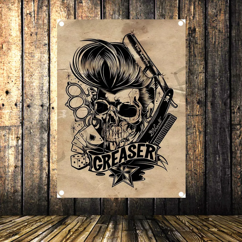 Парикмахерской знак плакат четыре отверстия на стене Ретро парикмахерский салон