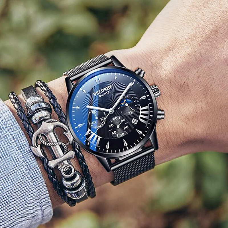 Оригинальный модный дизайн мужские часы Топ люксовый бренд водонепроницаемые