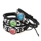 Кожаные браслеты Avatar The Last Airbender для женщин, ювелирные изделия Air Nomad Fire and Water Tribe, стеклянный браслет с кнопками-застежками, мужской подарок