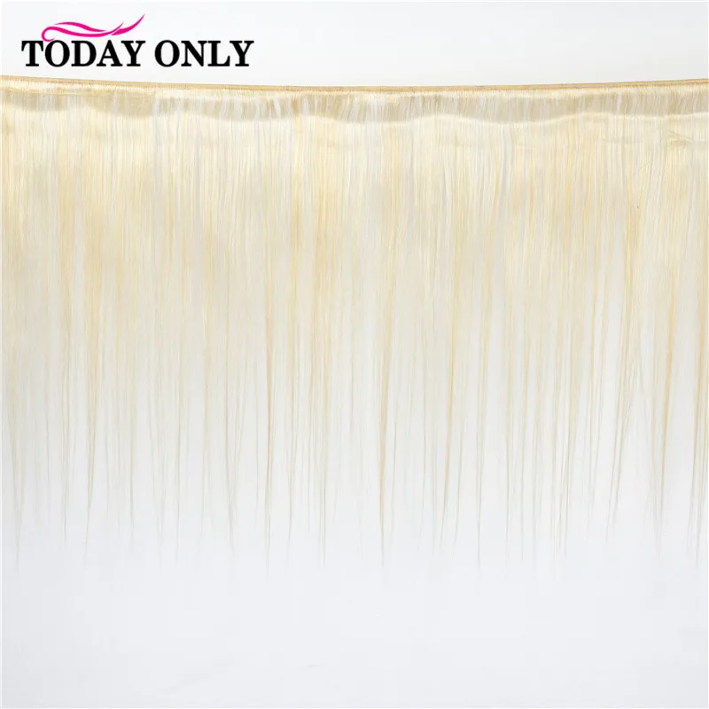 Сегодня только бразильские прямые волосы пучки с закрытием блонд 3/4 пучков 613