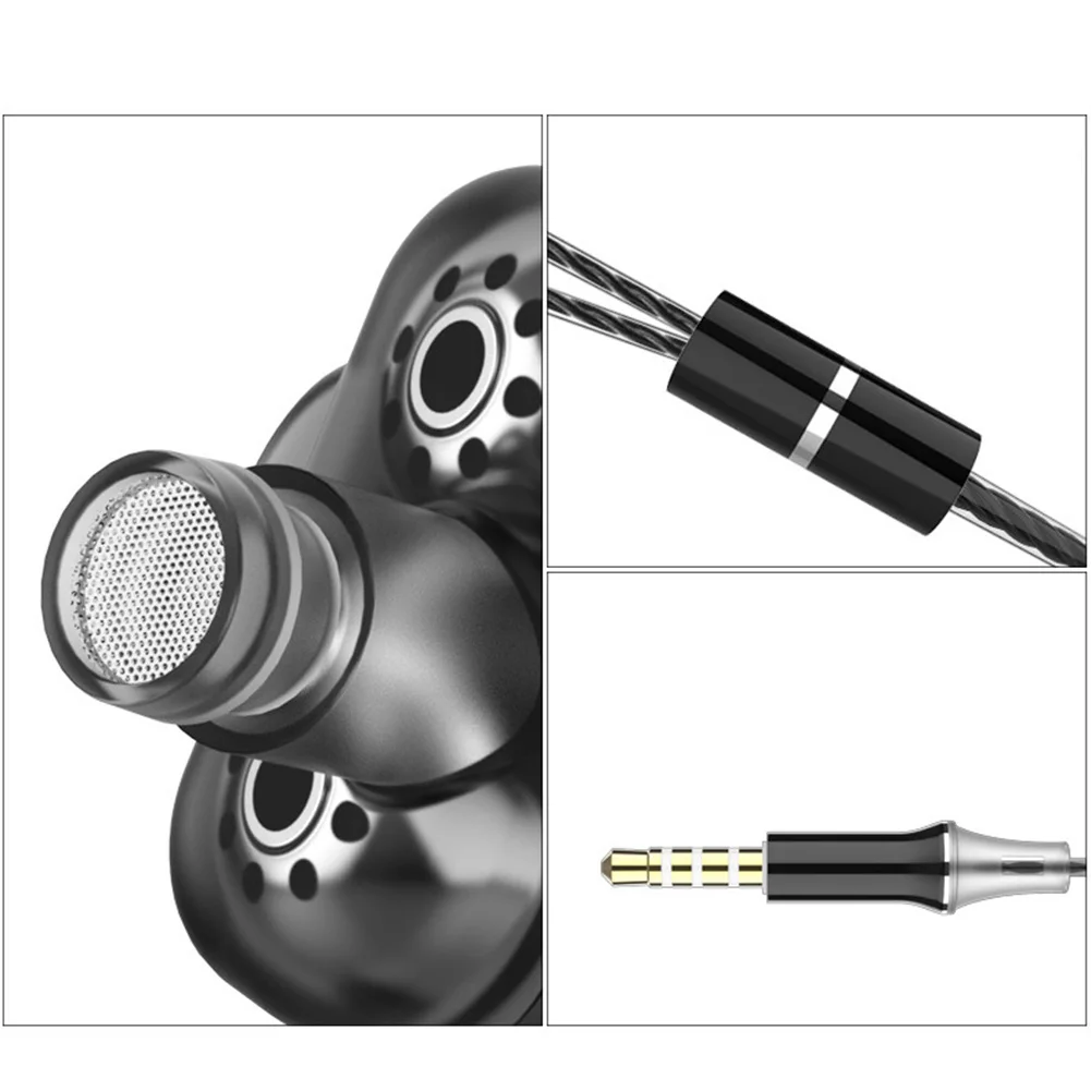 Спортивные наушники с двойным драйвером 4 шт. тяжелые басы Hi-Fi музыкальные