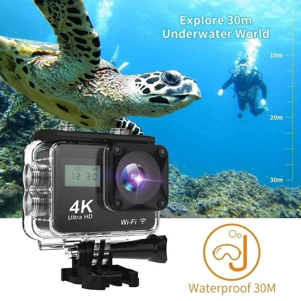 

2.0Inch Touch Screen WiFi Action Camera Ultra HD 4K 30fps Underwater Waterproof Helmet Video Recording Cameras Outdoor Sport Cam