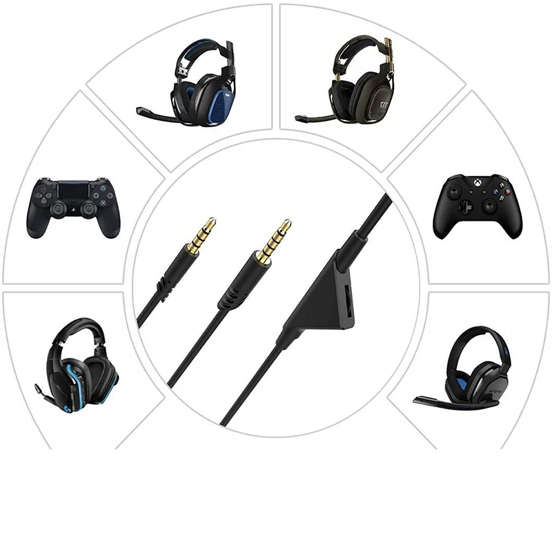 Audio Earphone Cable for Logitech Astro A10 A40 Headset wired headphones Adjustable volume Black Color High Quality | Электроника