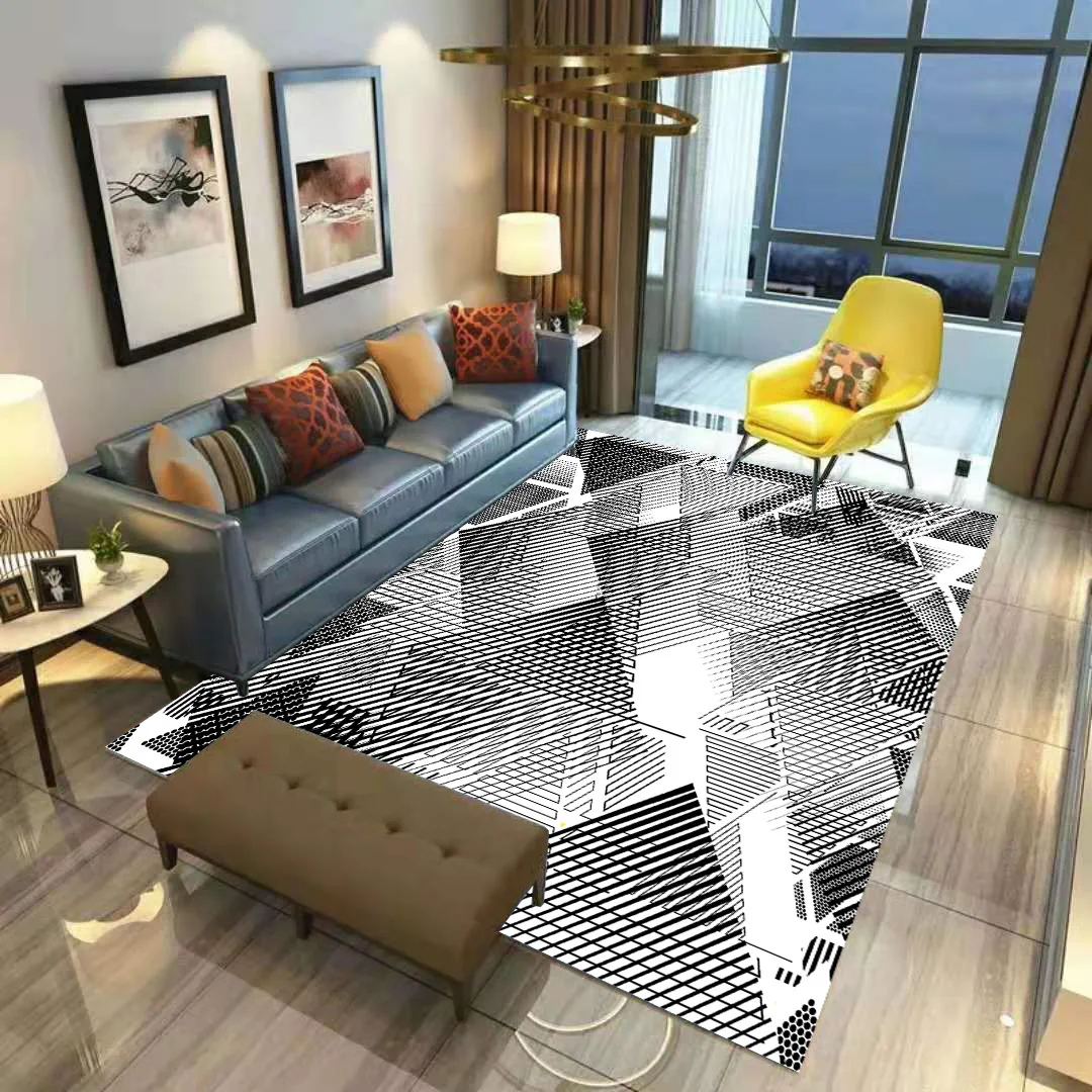 

Psychedelic Geometry Carpet Mat for Living Room Doormat Flannel Print Bedroom Non-slip Floor Rug 05
