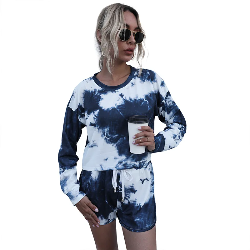 

Women's Pajamas Home Wear New Spring Leisure Home Tie Dye Printing Suit Sleepwear