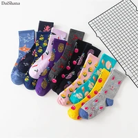 1 pair women socks harajuku fashion funny sock japanese creative cotton cool fruit cherry socks cute female lover socks eur36 43