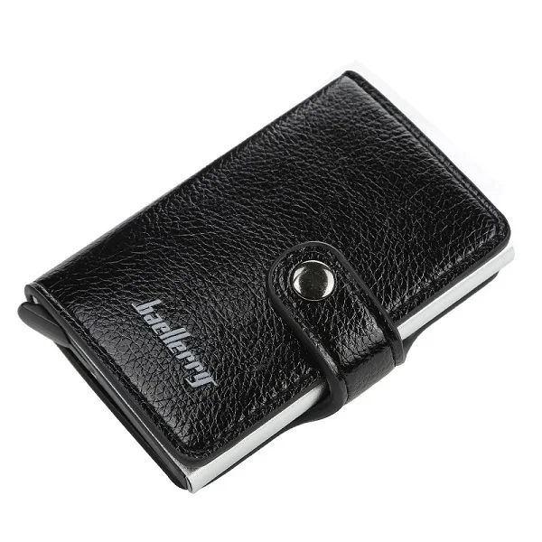 New black Новая мода Анти RFID Блокировка Мужская Кредитная карта держатель маленький кошелек, кожаный ID Чехол для банковских карт металлическая защита кошелек для женщин - Цвет: New black