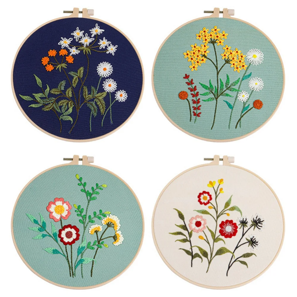 

Набор для вышивания из ткани с цветочным принтом и растениями