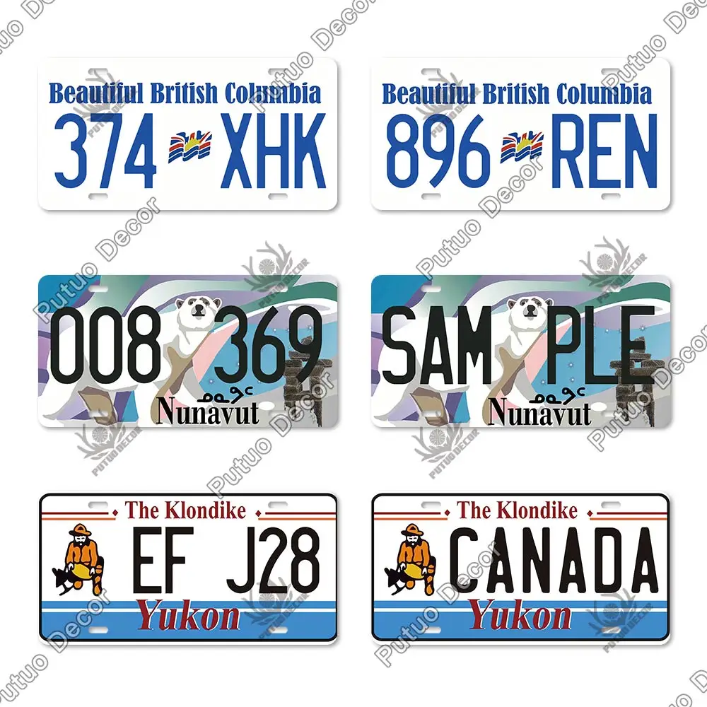 Putuo Decor Canada Licenses Plate Metal Sign Plaque Metal Vintage Car Number Decoration for Garage Living Room Home Wall Decor images - 6