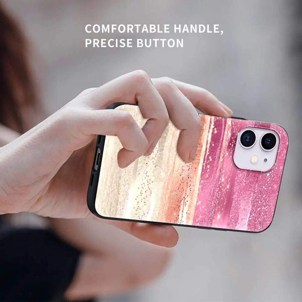 

Rose Pink Pattern Bling Tpu Phone Case For Apple iPhone 7 11 12 Pro XR X 6 6S XS Max 5 5S 8 Plus SEF Soft Coque Mobile Cover