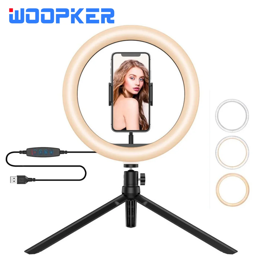 

Photo Fill Light 26cm 10inch Photography Lighting Phone Ringlight with Tripod Photo Led Selfie Ring Lamp Fill for Youtube Live