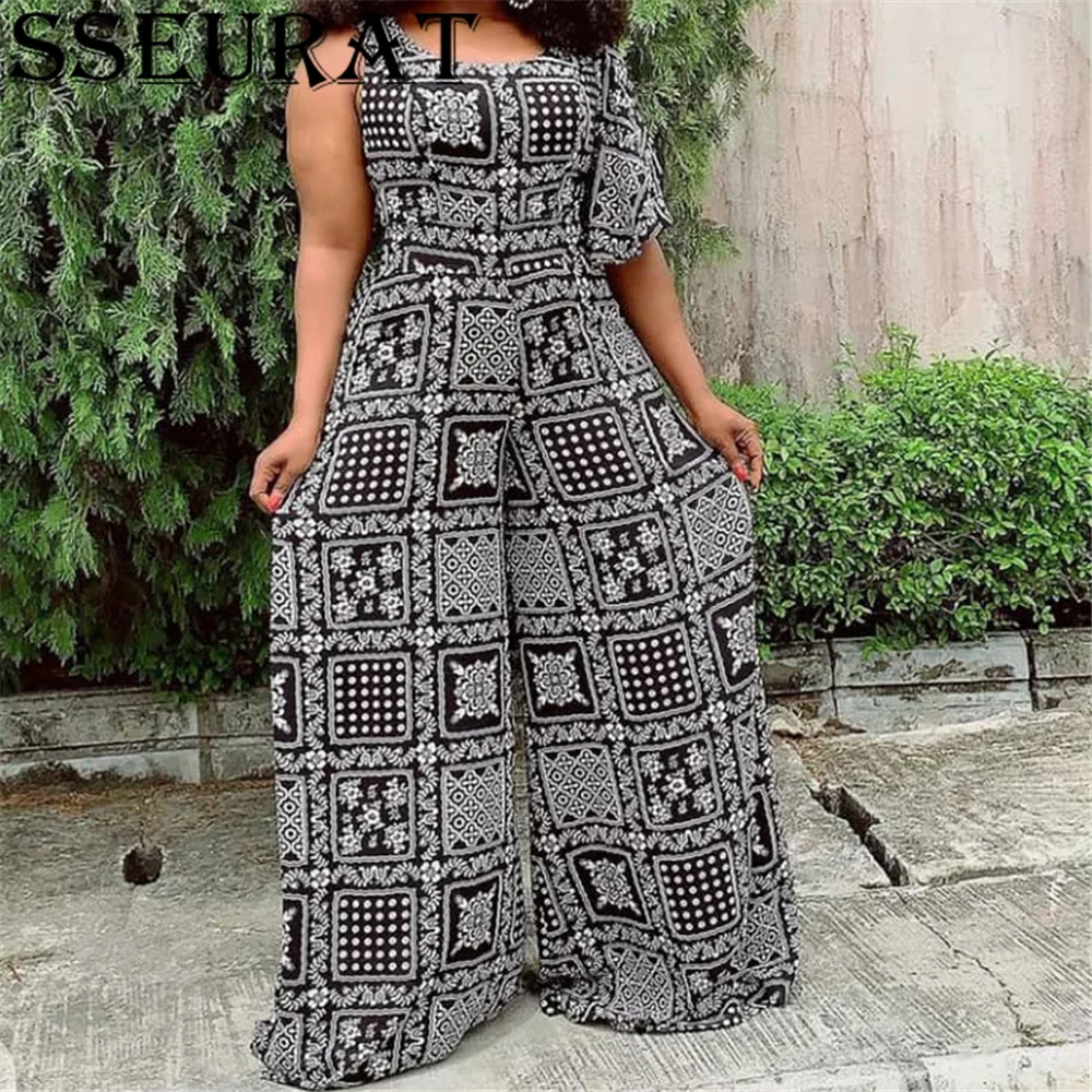 

SSEURAT Women's Casual Jumpsuit New Fall Sleeveless Printed Loose Onesies