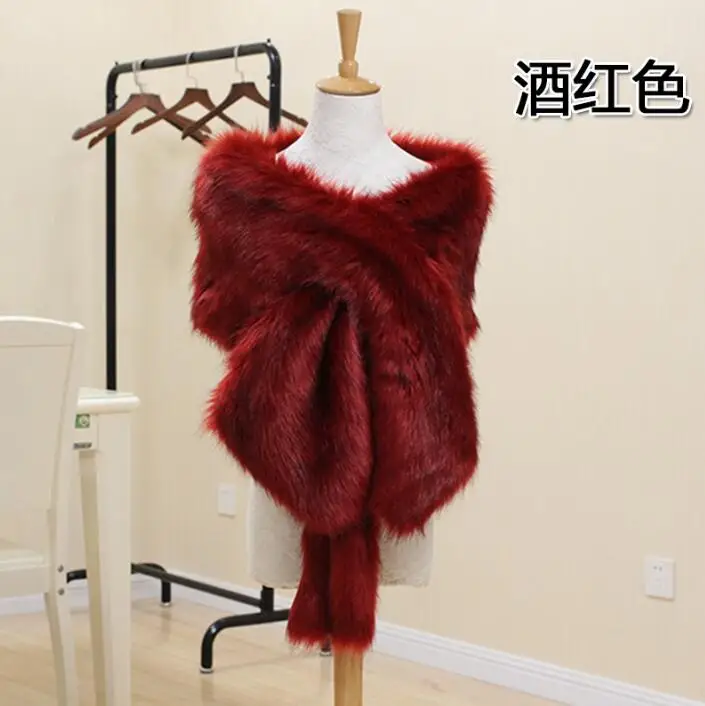 Qearlstar женская большая роскошная меховая шаль толстый Болеро Свадебная накидка из