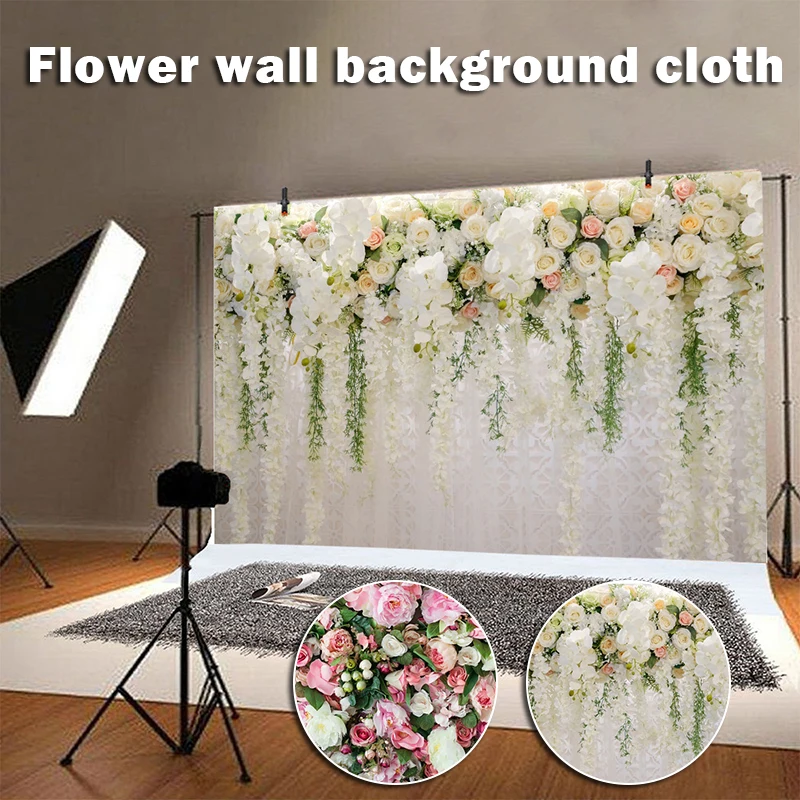 

Flowers Wall Photography Backdrops for Photo Studio Portrait Wedding Photo Vinyl Cloth Printed 3D Background 120x80cm Free