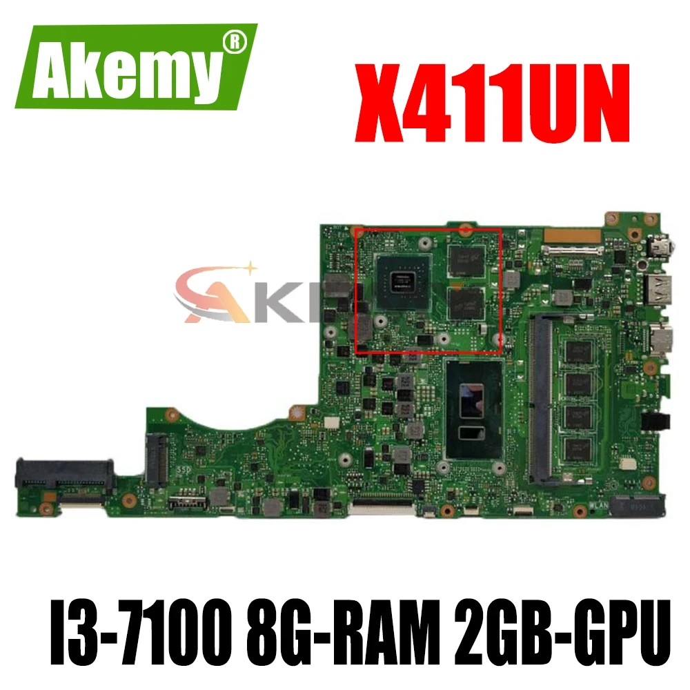 

Материнская плата Akemy для ноутбука Asus X411UN, X411UQ, X411UR, X411UQK, материнская плата с I3-7100 8g-озу, 2GB-GPU