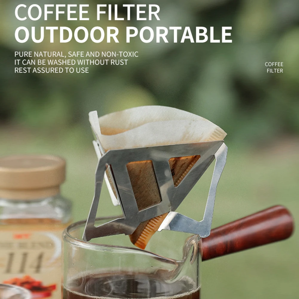 

Stainless Steel Coffee Filter Holder Portable Coffee Filters Dripper Baskets Folding Portable Coffee Drip Rack