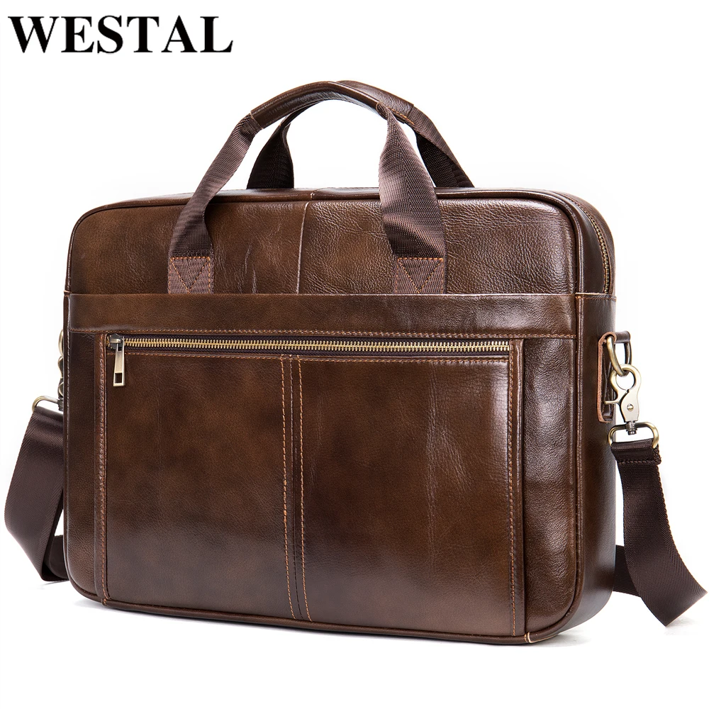

Сумка-мессенджер WESTAL из натуральной кожи для мужчин, подходит для ноутбука 14 дюймов, портфель для мужчин, тонкая, но Вместительная деловая с...