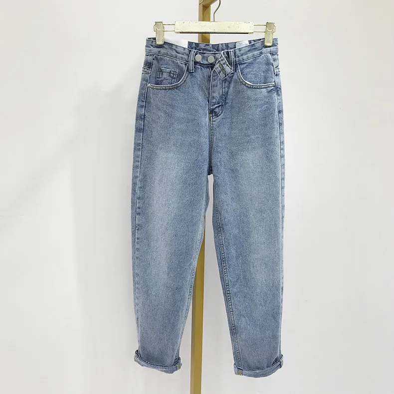 Джинсы женские с завышенной талией тонкие повседневные брюки султанки из денима