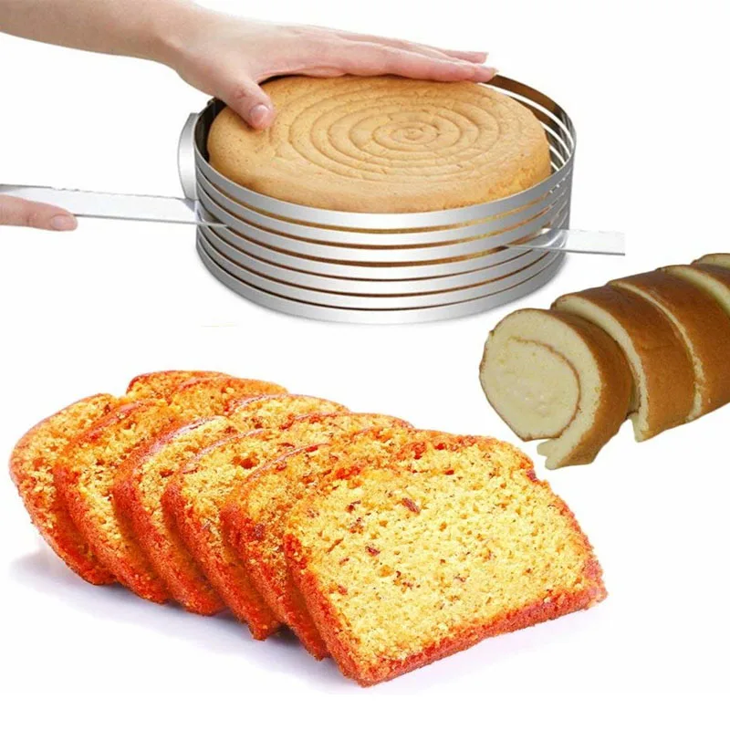 9-12 дюймов кольцо из нержавеющей стали регулируемый слой торта набор слайсер мусс