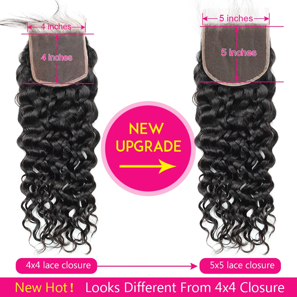 5X5 воды синтетические волосы волнистые Meetu бразильские человеческие кружева