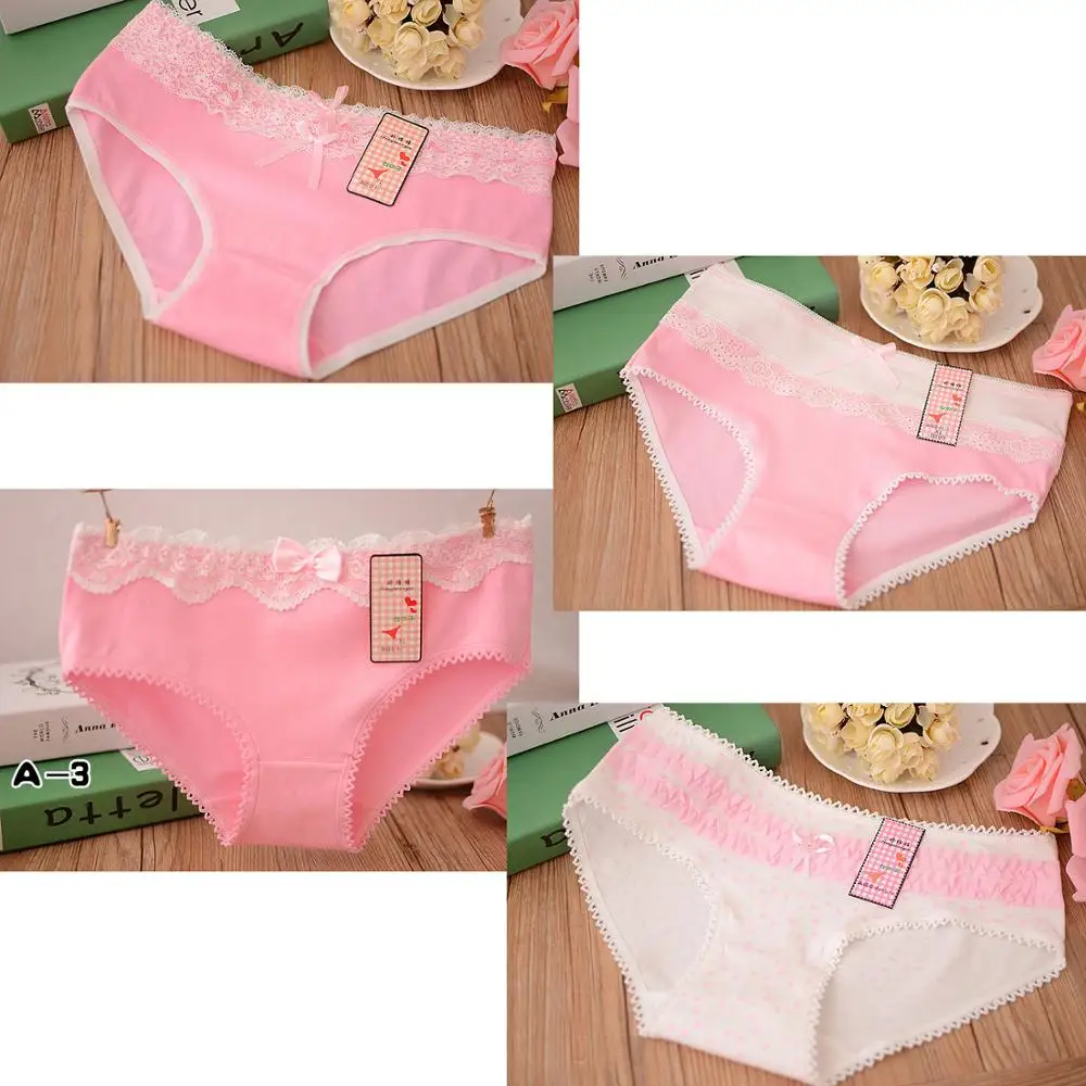 5Pcs/Lot Lace Women's Underwear Cotton Briefs Sexy Panties Girls Seamless Cute Lingeries Underpants For Woman Shorts Pink Color images - 6