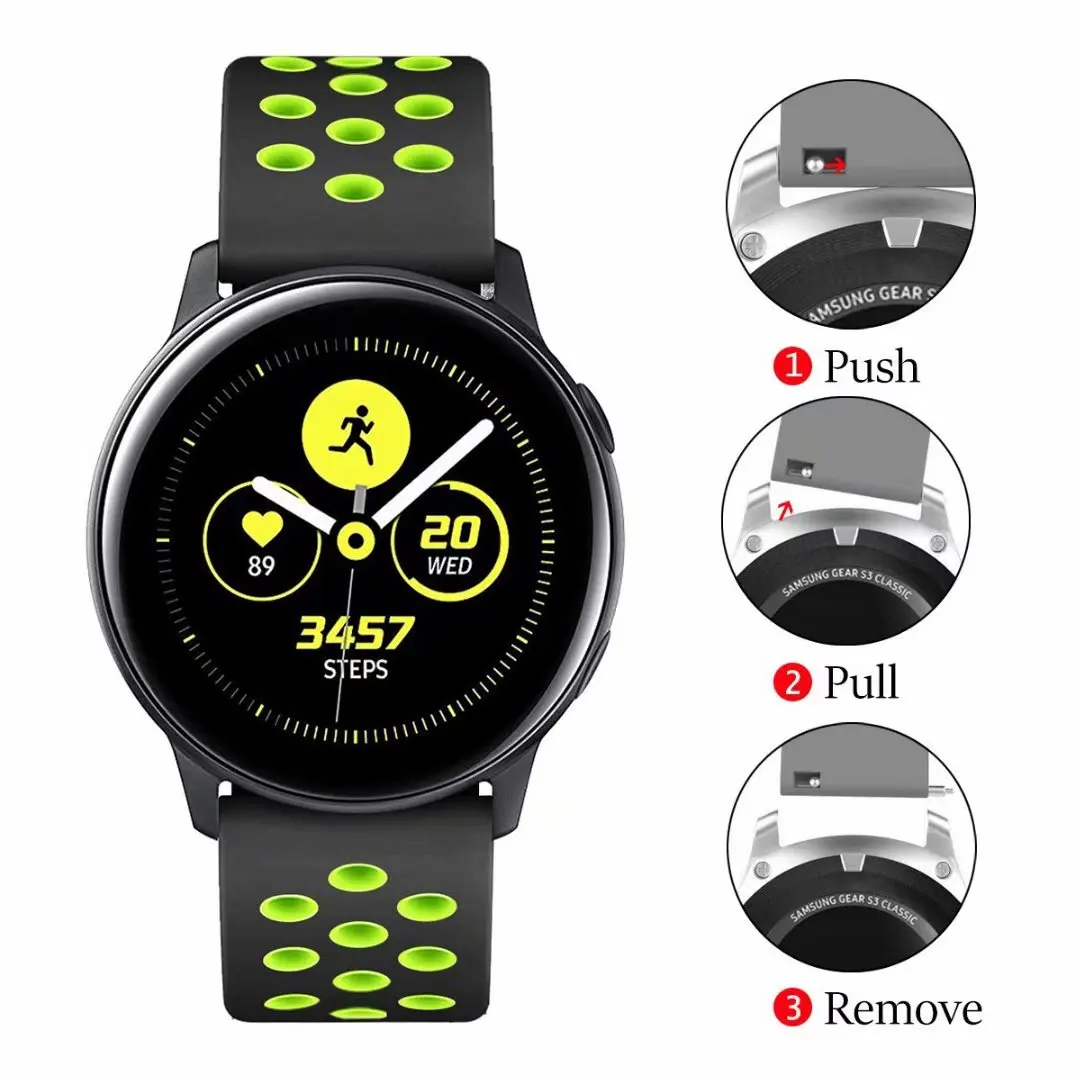 22/20 мм Huami Amazfit band для samsung Шестерни спортивные S2 S3 Galaxy часы активное 2 42 мм 46 мм силиконовый ремешок для часов для Pebble Time huawei gt