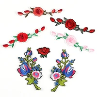 floral embroidered rose clothing accessories handmade diy adhesive patch embroidered cloth stickers parches iron on patches