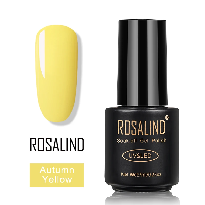 Autumn Yellow ROSALIND гель лак для ногтей набор все для маникюра верхнее покрытие УФ светодиодный гель лак удаляющийся замачиванием Полупостоянный лак для ногтей - Цвет: Autumn Yellow