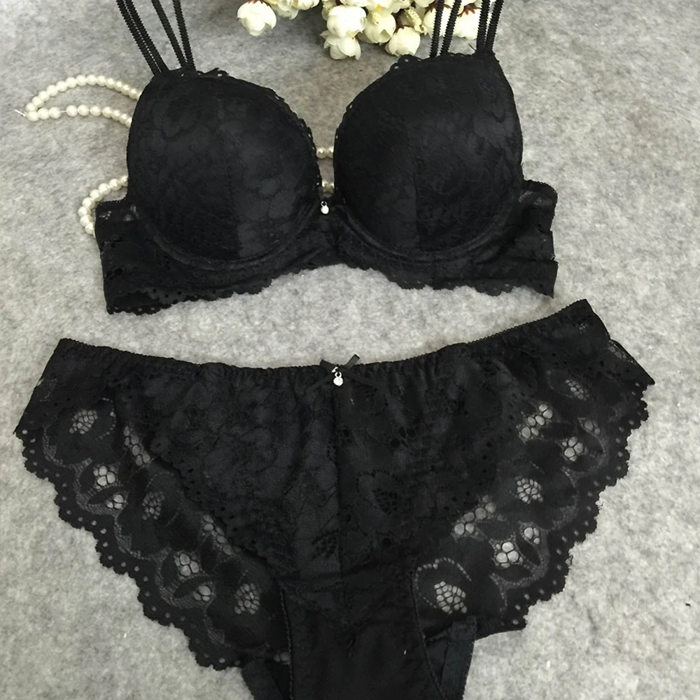 YBCG Women Bra Set Padded Push Up Underwire Underwear Panty Embroidery Floral Lingerie Hollow Mesh Bras For | Женская одежда