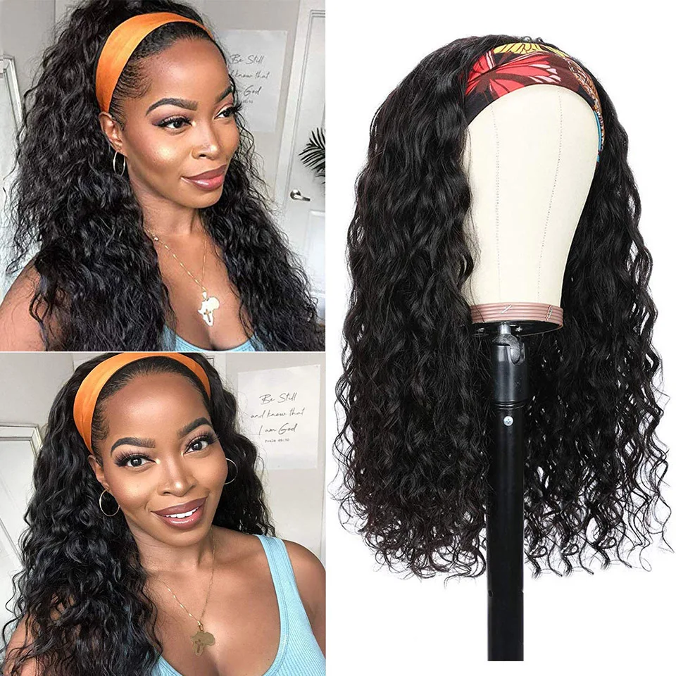 

Headband Wigs Human Hair Water Wave Brazilian Headband Human Hair Wigs For Black Women Remy 150% Vrvogue