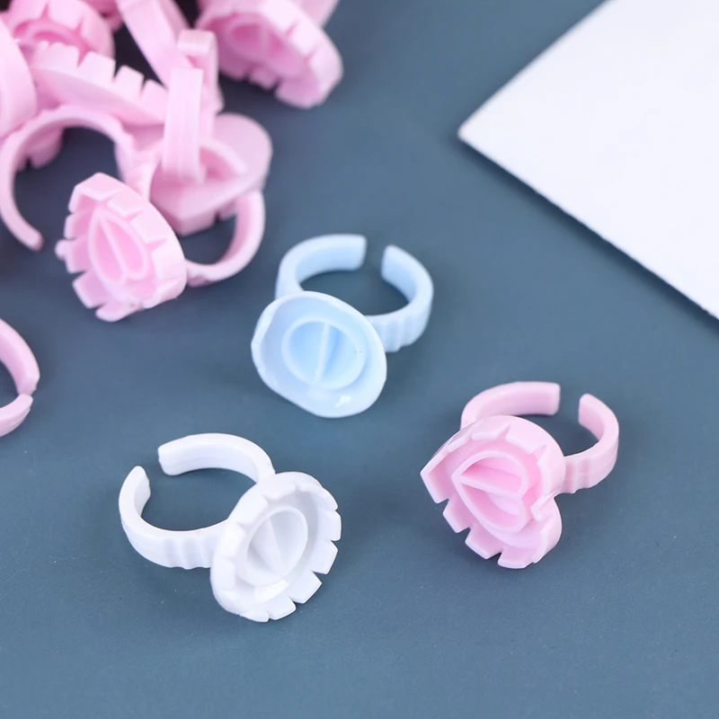 

100 PCS Disposable Heart-shaped Glue Ring Eyelashes Extension Pigment Holder