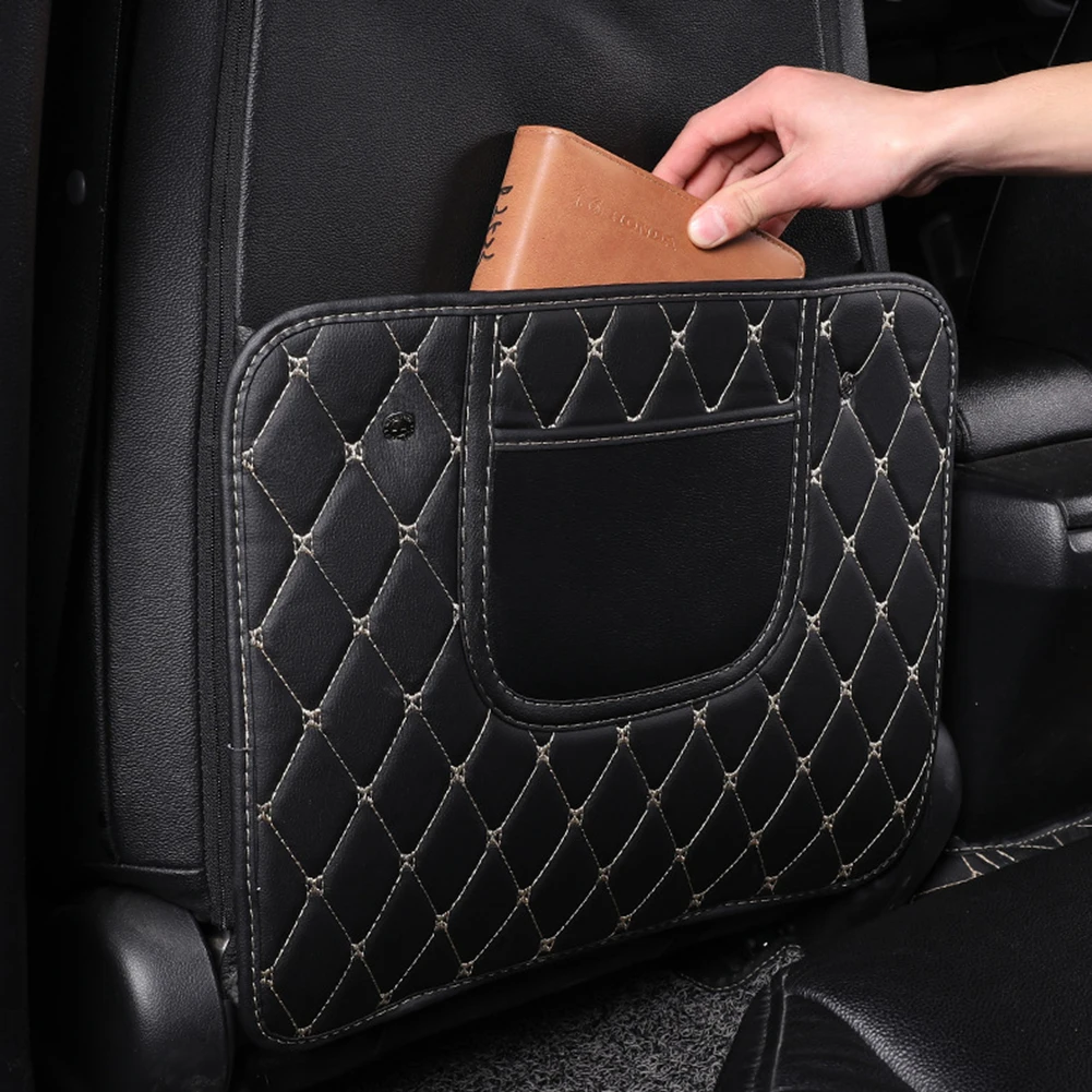 Leather Car Kick Mat with Phone Storage Pocket Auto Seat Back Outdoor Anti-resistance Repairing Parts Protector Cover | Автомобили и