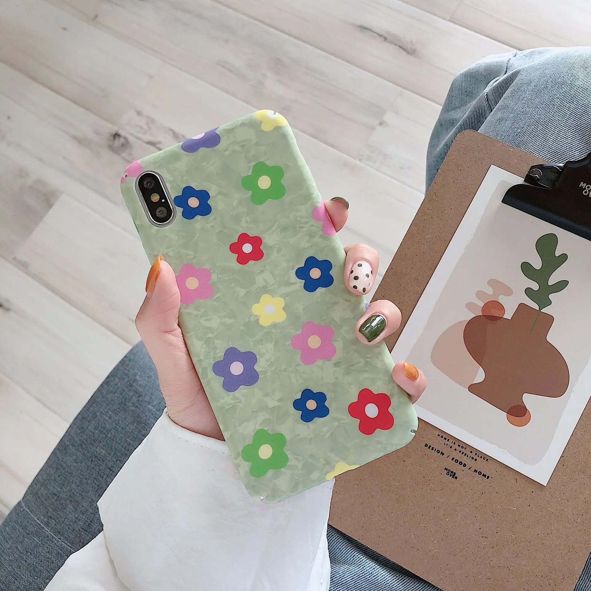 Ins стиль цветной цветочный чехол для телефона ПК Жесткий корпус IPhone 6 6s 6P 6sP 7 7P 8 8P X