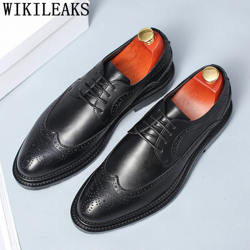 

Oxford Brogues Men Dressing Shoes Wedding Shoes For Men 2022 Black Mens Office Shoes Leather Scarpe Uomo Eleganti Sapato Social