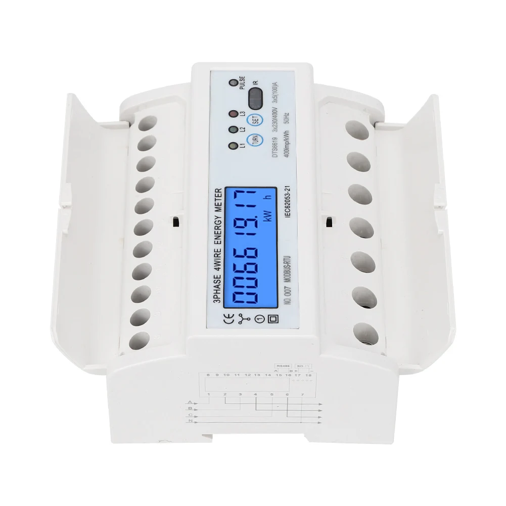 DTS6619 016/017 Din Rail 3 фазы 4 провода счетчика энергии цифровой прибор для измерения