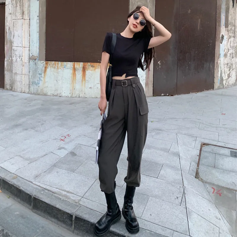 

High Street Plus Size Pockets Cargo Pants Women Korean Loose Hip-Hop Trendy Harem Pants Joggers Autumn Winter Streetwear Trouser