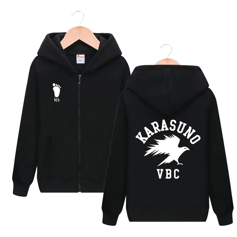 

Anime Haikyuu Printing Zipper Hoodie Sweatshirt Karasuno High School Hooded Hoodies Coats Yu Nishinoya Men Women Sweater