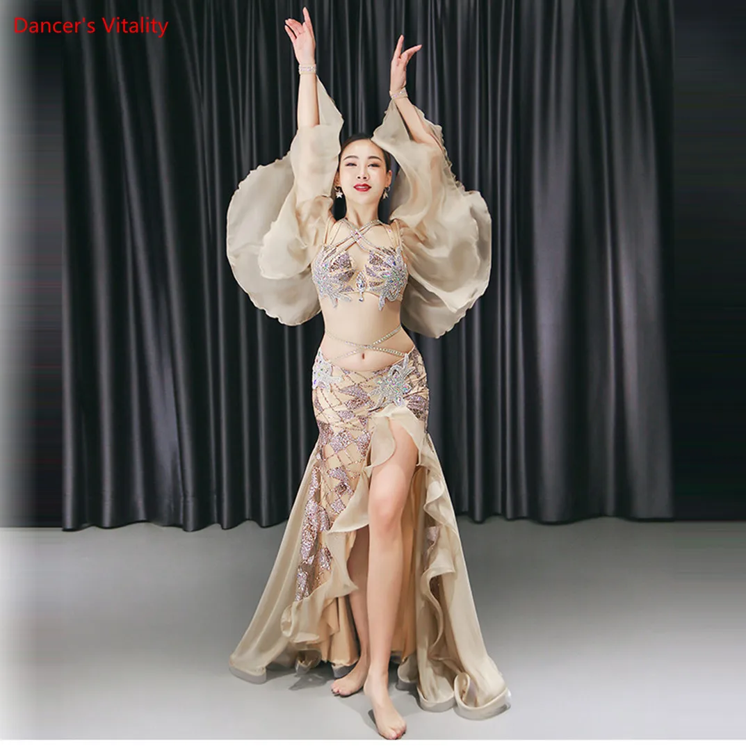 

New Adult Lady women Belly Dance Costume Oriental bellydance skirt Stage Performance 2pcs set Bra Skirt Bellydancing Wear