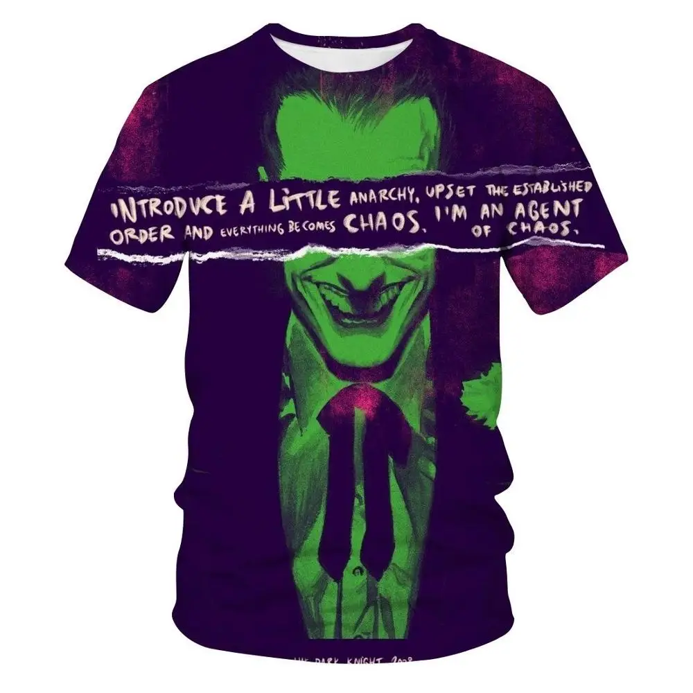 

Novelty summer T-shirt, clown 3D with flame print, short sleeve T-shirt, crew neck men and women, Harajuku T-shirt streetwear