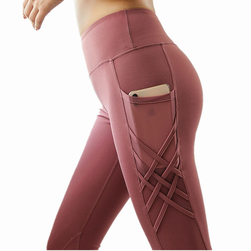 Цветные спортивные Леггинсы с перекрещивающимися краями для бега Femme не