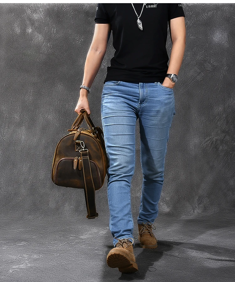 Мужская Дорожная сумка из натуральной кожи вещевой мешок воловьей Крейзи Хорс